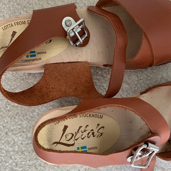 Lotta from Stockholm Swedish Clog in Crossover Tan Leather Natural Sole 39 - Picture 6 of 6